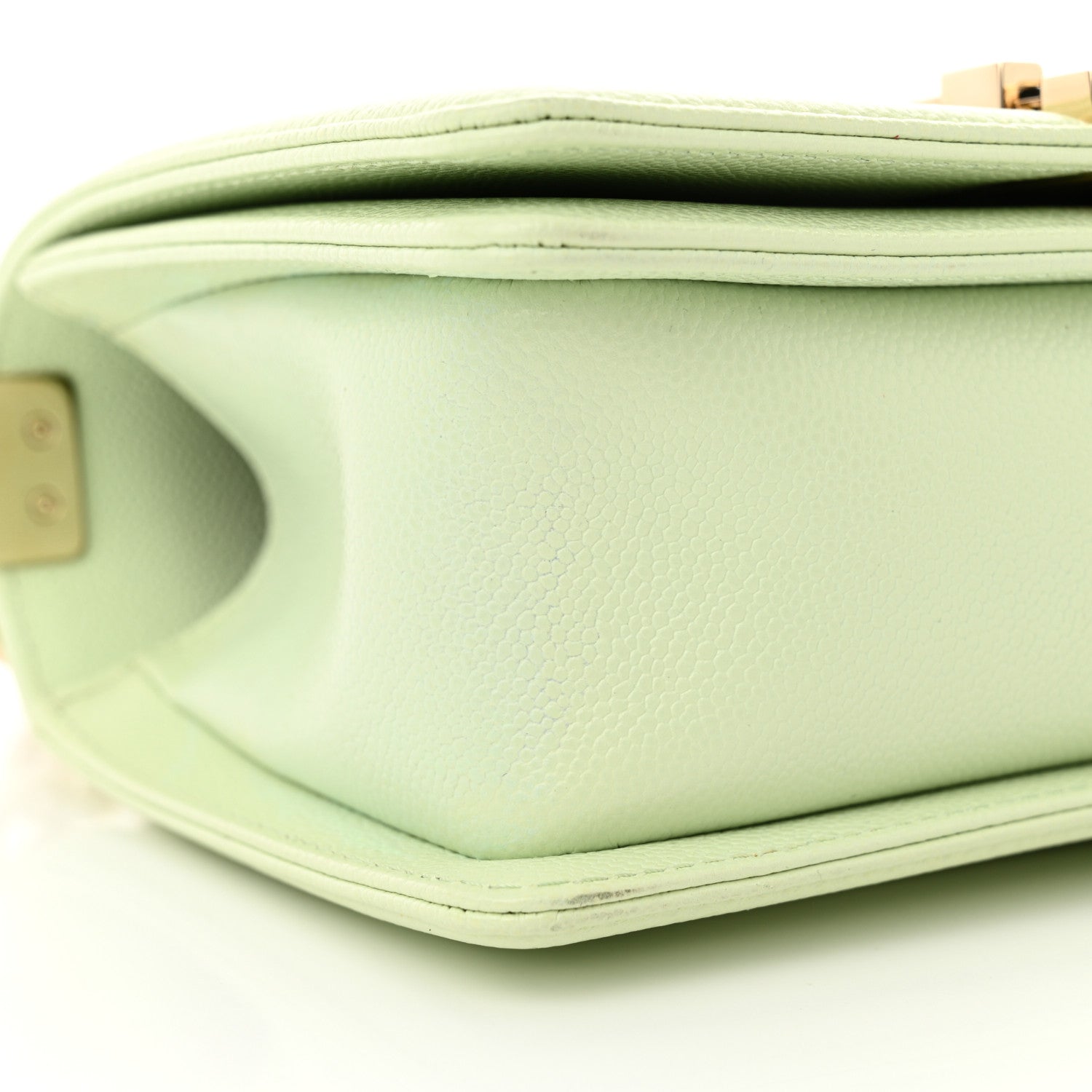 Chanel Caviar Chevron Quilted Small Boy Flap Light Green 9 of 10