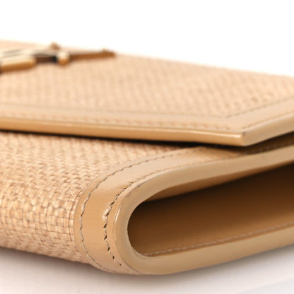 Saint Laurent Micro Raffia Monogram Uptown Chain Wallet Natural Hay Blush 10 of 14