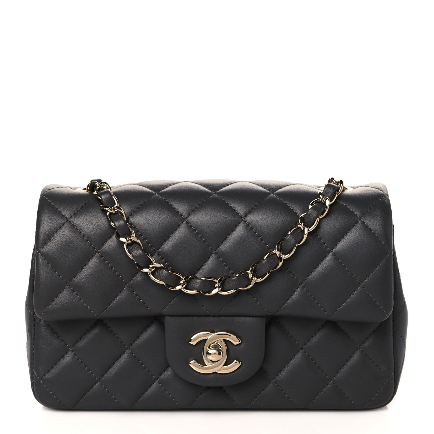 Chanel Lambskin Quilted Mini Rectangular Flap Dark Grey 1 of 11