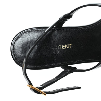 Saint Laurent Patent Calfskin Cassandra Monogram Sandals 38 Black 8 of 9