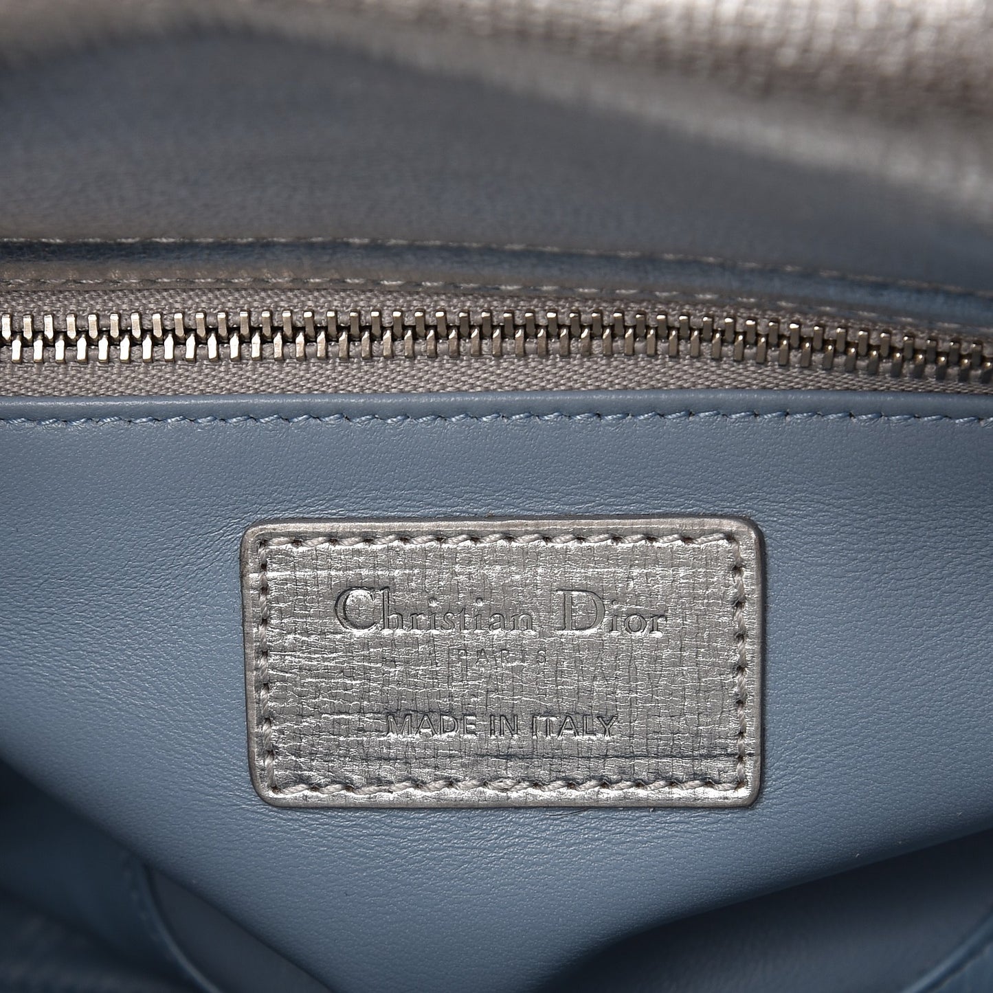 Metallic Grained Calfskin Cannage Small Lucky Badges My Lady Dior Silver