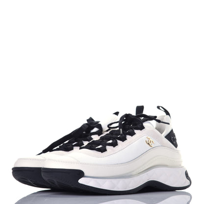 Chanel Velvet Calfskin Mixed Fibers CC Sneakers 40.5 Ivory Black 3 of 8