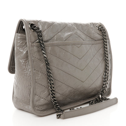 Saint Laurent Crinkled Calfskin Matelasse Monogram Medium Niki Chain Satchel Fog 3 of 11