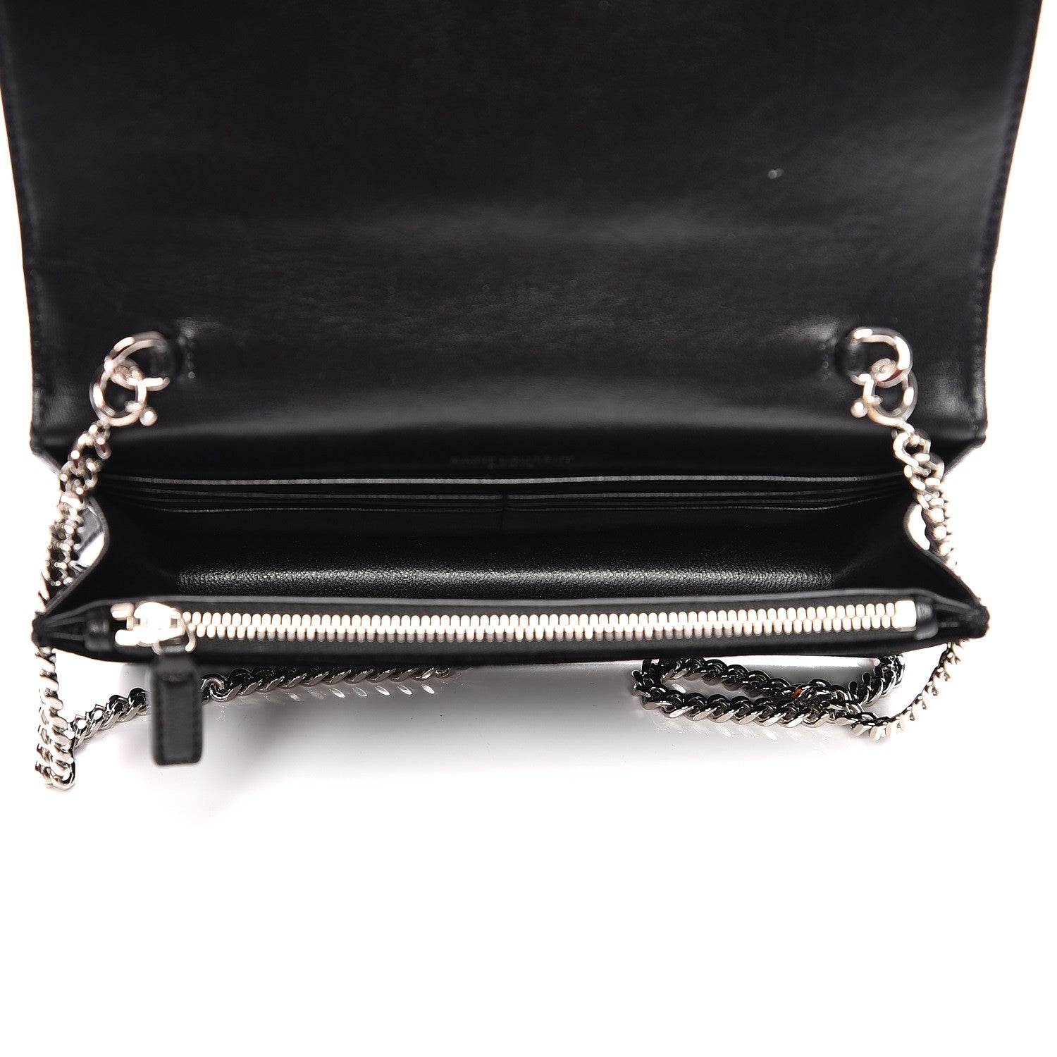 Saint Laurent Velvet Crystal Monogram Tassel Chain Wallet Black 5 of 7