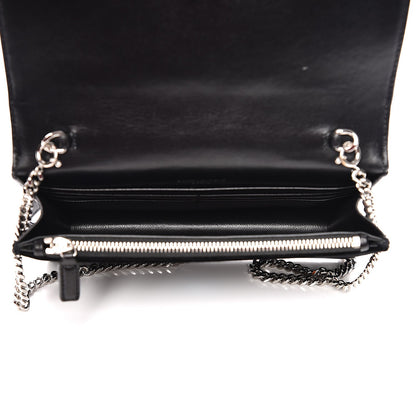 Saint Laurent Velvet Crystal Monogram Tassel Chain Wallet Black 5 of 7