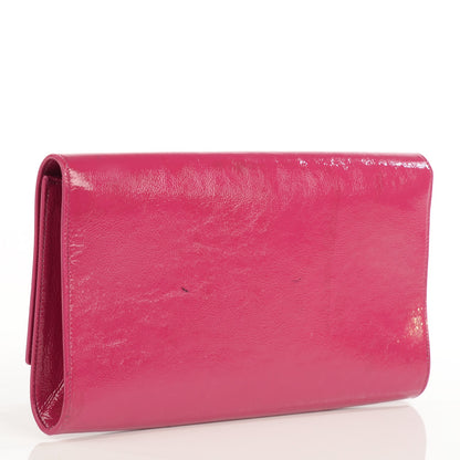 Saint Laurent Textured Patent Monogram Large Belle De Jour Clutch Fuchsia 3 of 7