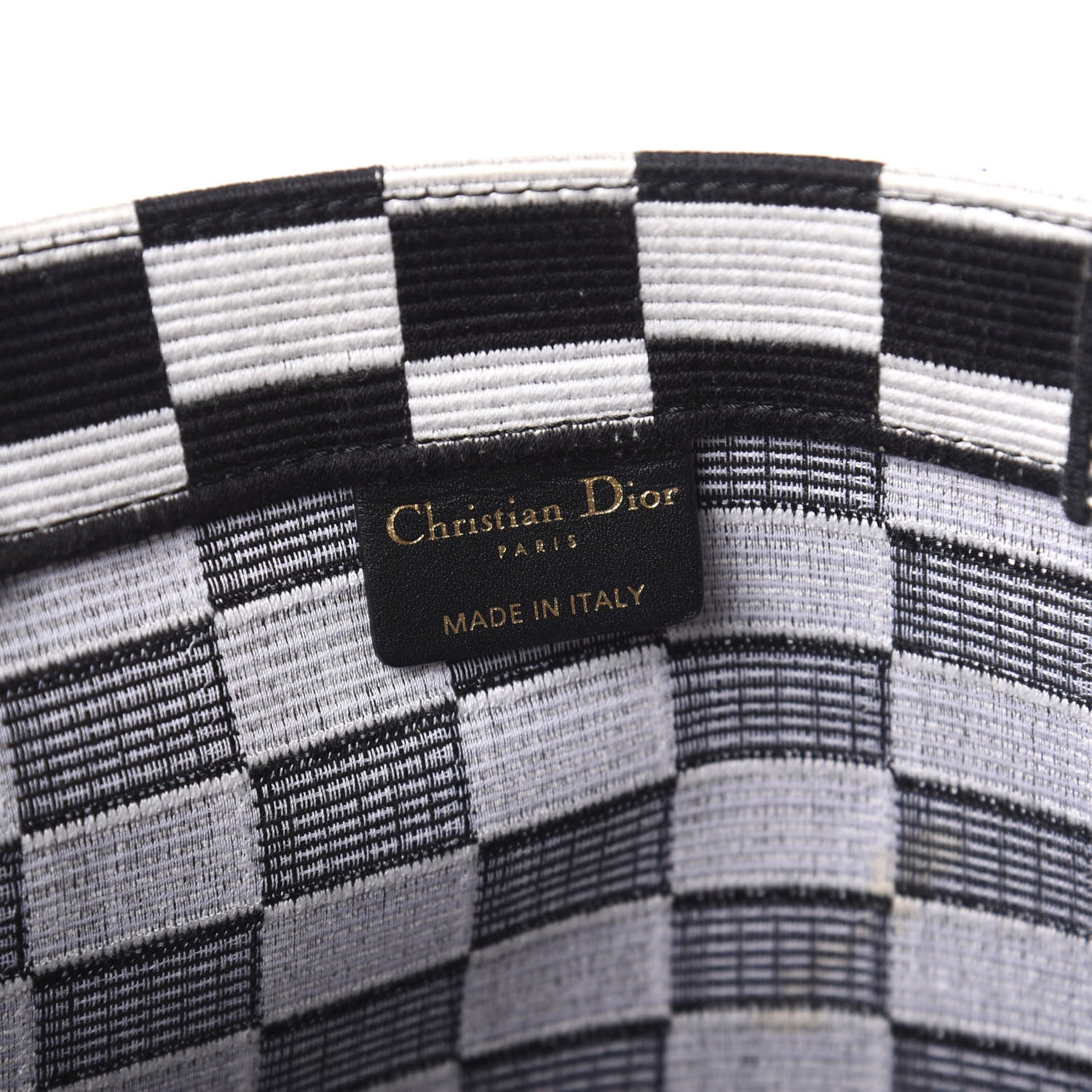 Christian Dior Canvas Embroidered Checkered Book Tote Black White 8 of 11