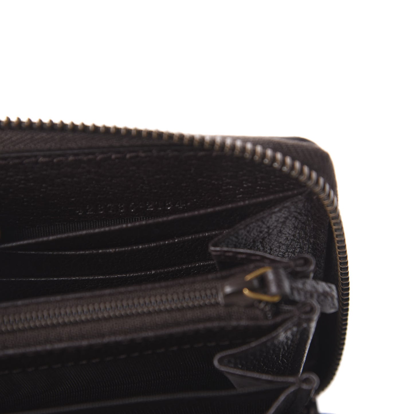 Dollar Calfskin Boar Effect GG Marmont Zip Around Wallet Dark Cocoa