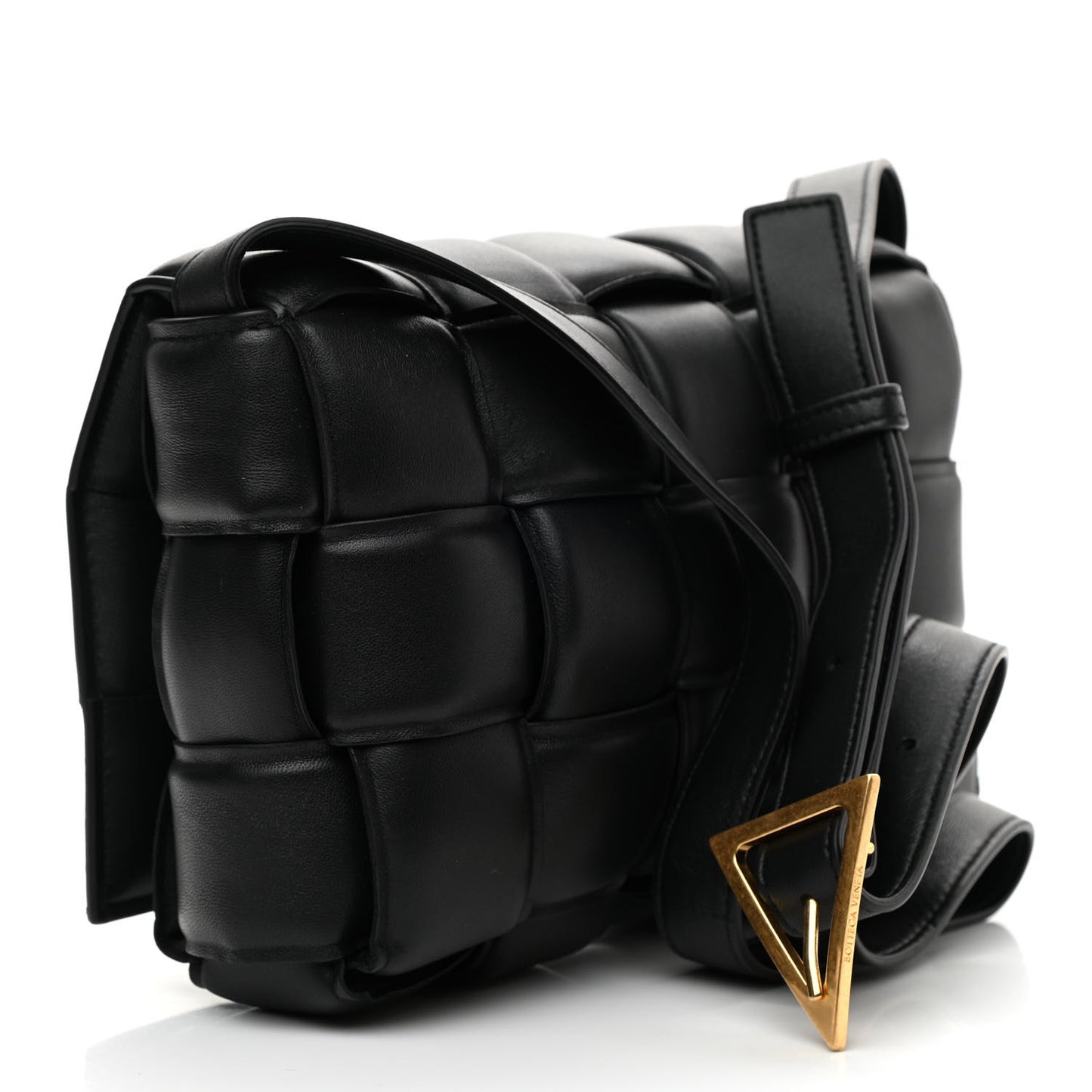 Nappa Maxi Intreccio Padded Cassette Crossbody Bag Black