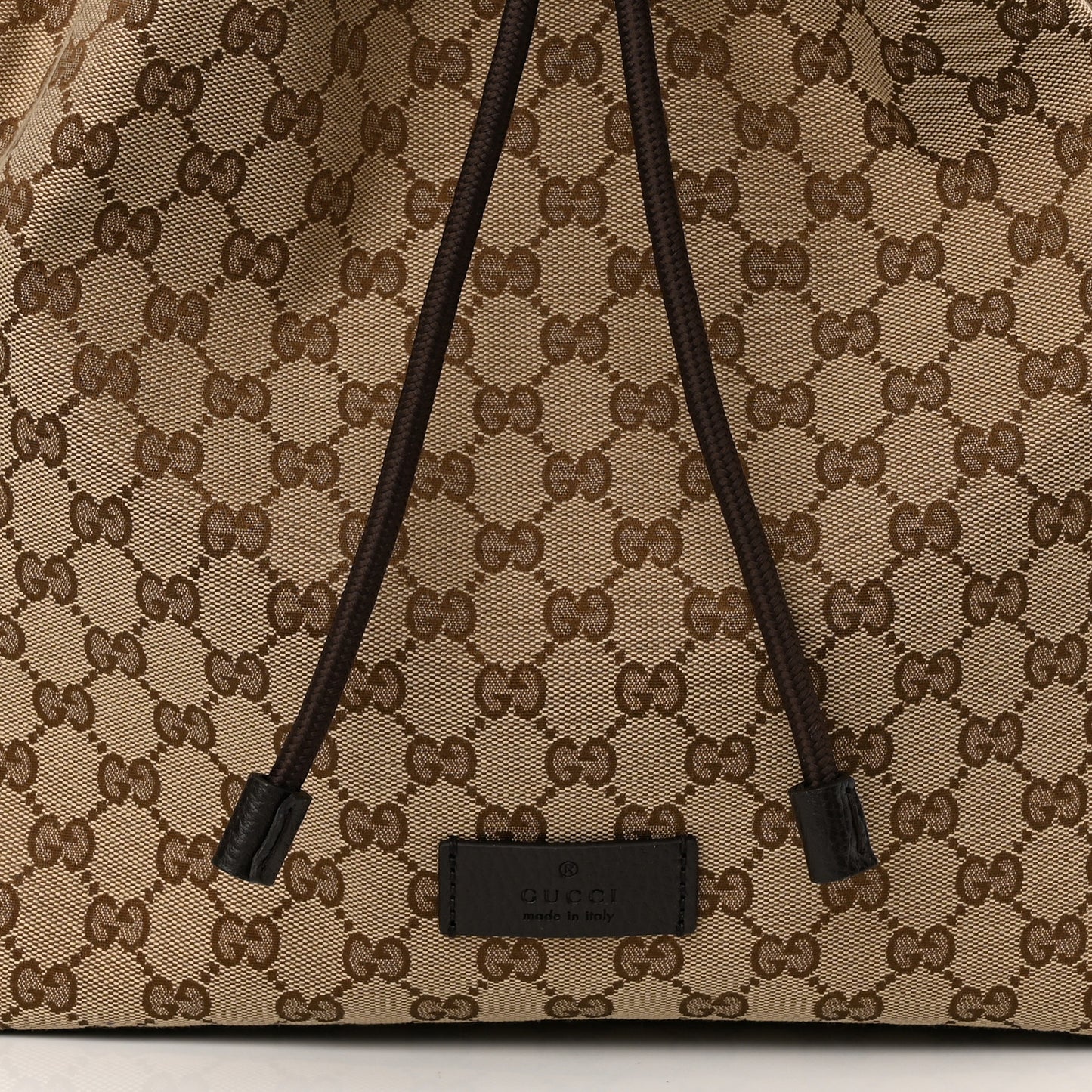 Monogram Dollar Calfskin O Drawstring Backpack Beige Ebony Testa di Moro Dark Chocolate