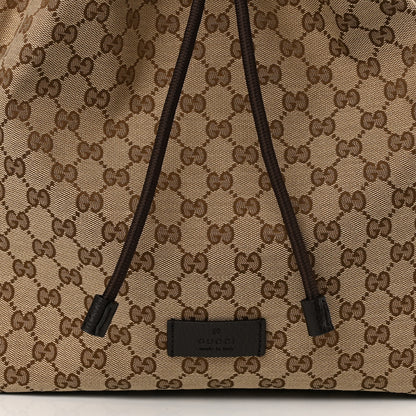 Gucci Monogram Dollar Calfskin O Drawstring Backpack Beige Ebony Testa di Moro Dark Chocolate 8 of 10