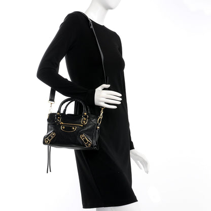 Balenciaga Chevre Gold Metallic Edge Hardware Mini City Black 2 of 7