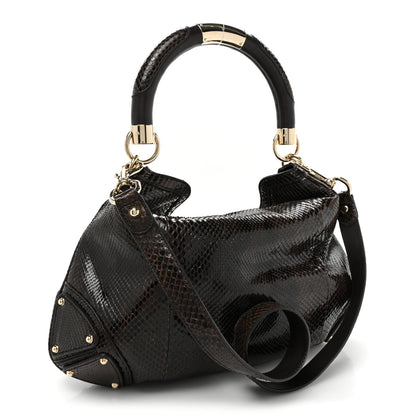 Gucci Snakeskin Medium Indy Top Handle Hobo Brown 3 of 9