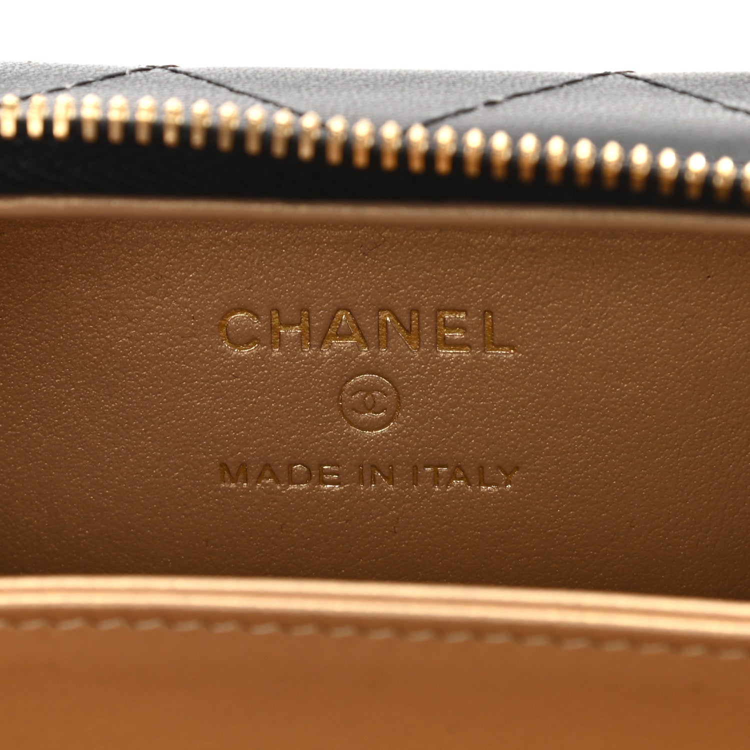 Chanel Lambskin Metal Quilted Extra Mini Vanity Case With Chain Black Gold 6 of 11