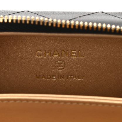 Chanel Lambskin Metal Quilted Extra Mini Vanity Case With Chain Black Gold 6 of 11