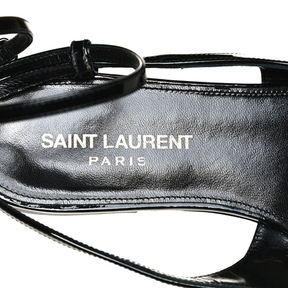 Saint Laurent Patent Calfskin Gia Ankle Strap Sandals 38 Black 10 of 11