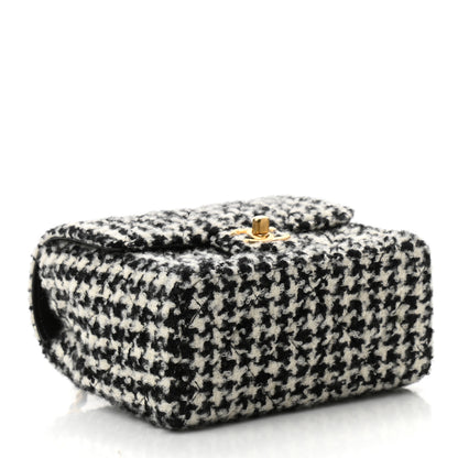 Chanel Tweed Houndstooth Quilted Mini Square Flap White Black 4 of 11