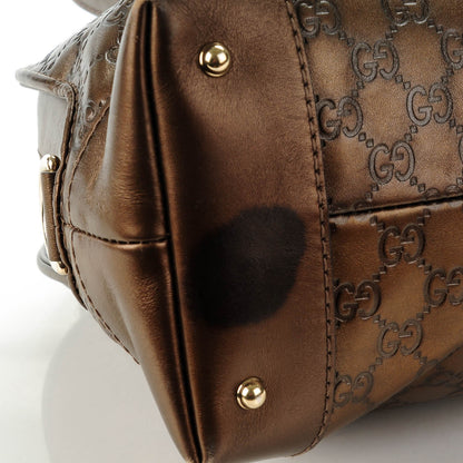 Gucci Metallic Guccissima Heart Bit Charm Dome Satchel Bronze 8 of 12