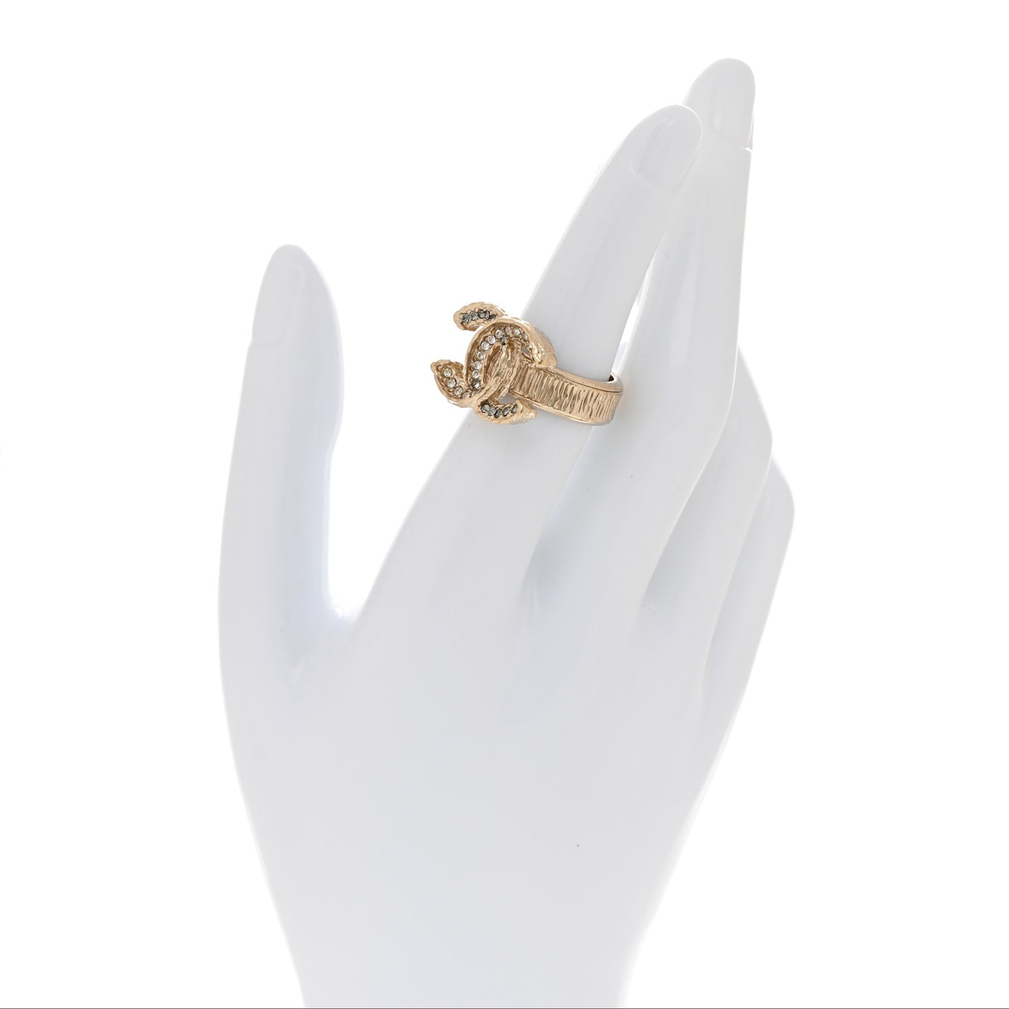 Metal Crystal CC Ring 52 6 Gold