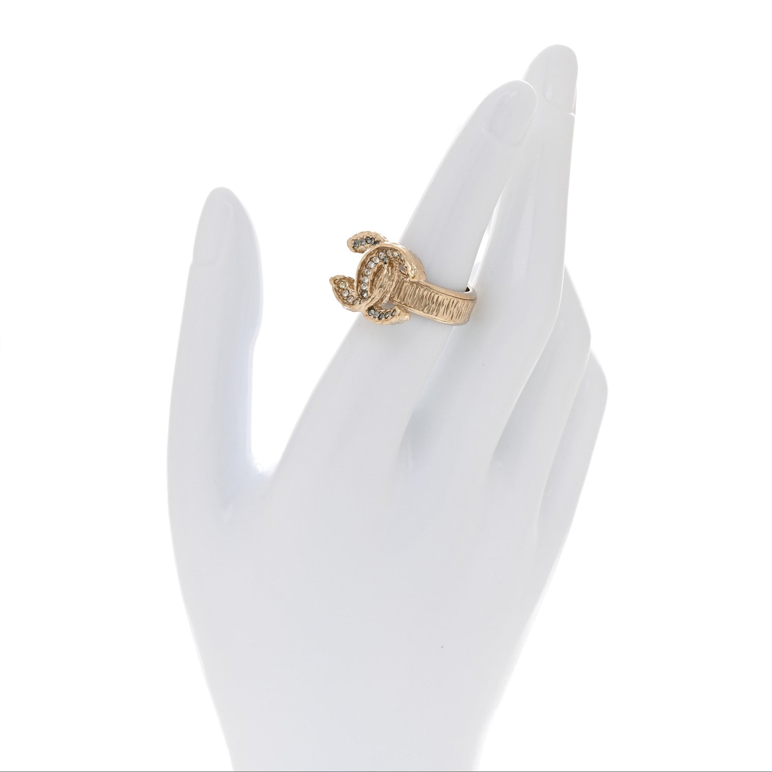 Chanel Metal Crystal CC Ring 52 6 Gold 2 of 5