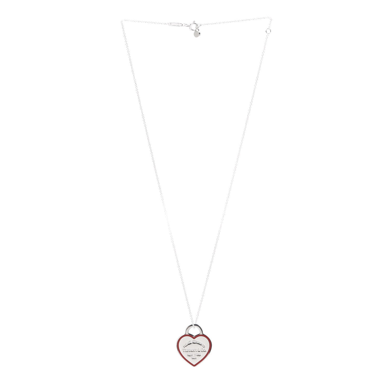 Tiffany Sterling Silver Enamel Return to Tiffany Heart Tag Pendant Necklace Red 3 of 6