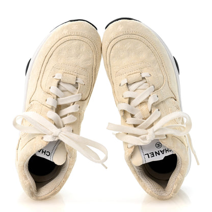 Chanel Nylon Suede Calfskin Printed CC Sneakers 37 White 2 of 9