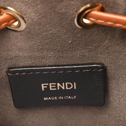 Vitello King F is Fendi Logo Embossed Mini Mon Tresor Bucket Bag Cuoio