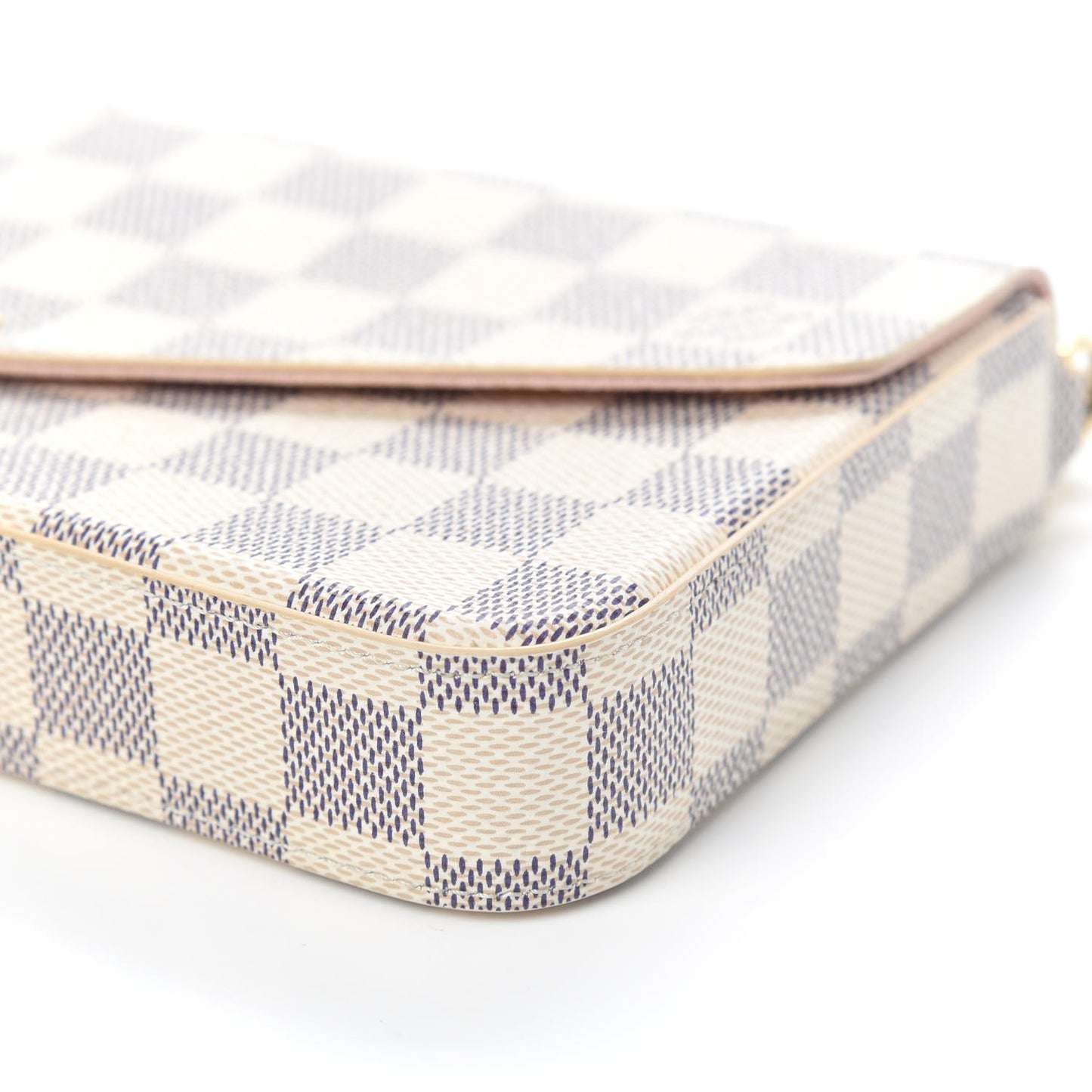 Damier Azur Pochette Felicie Chain Wallet Rose Ballerine