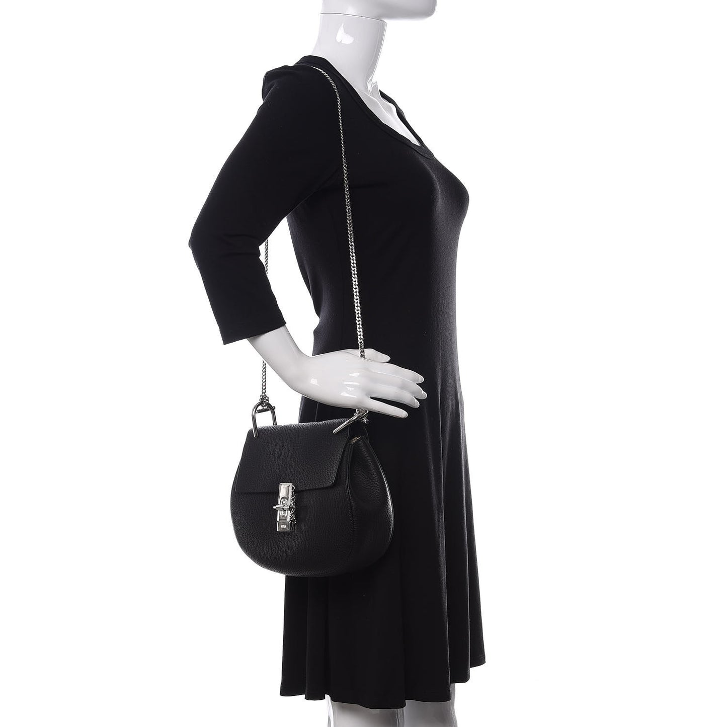 Grained Lambskin Drew Shoulder Bag Black