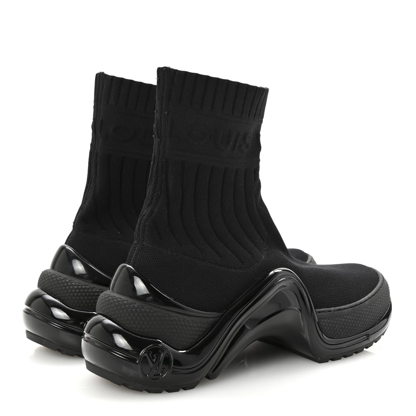 Stretch Textile Patent LV Archlight Sneaker Boots 35 Black
