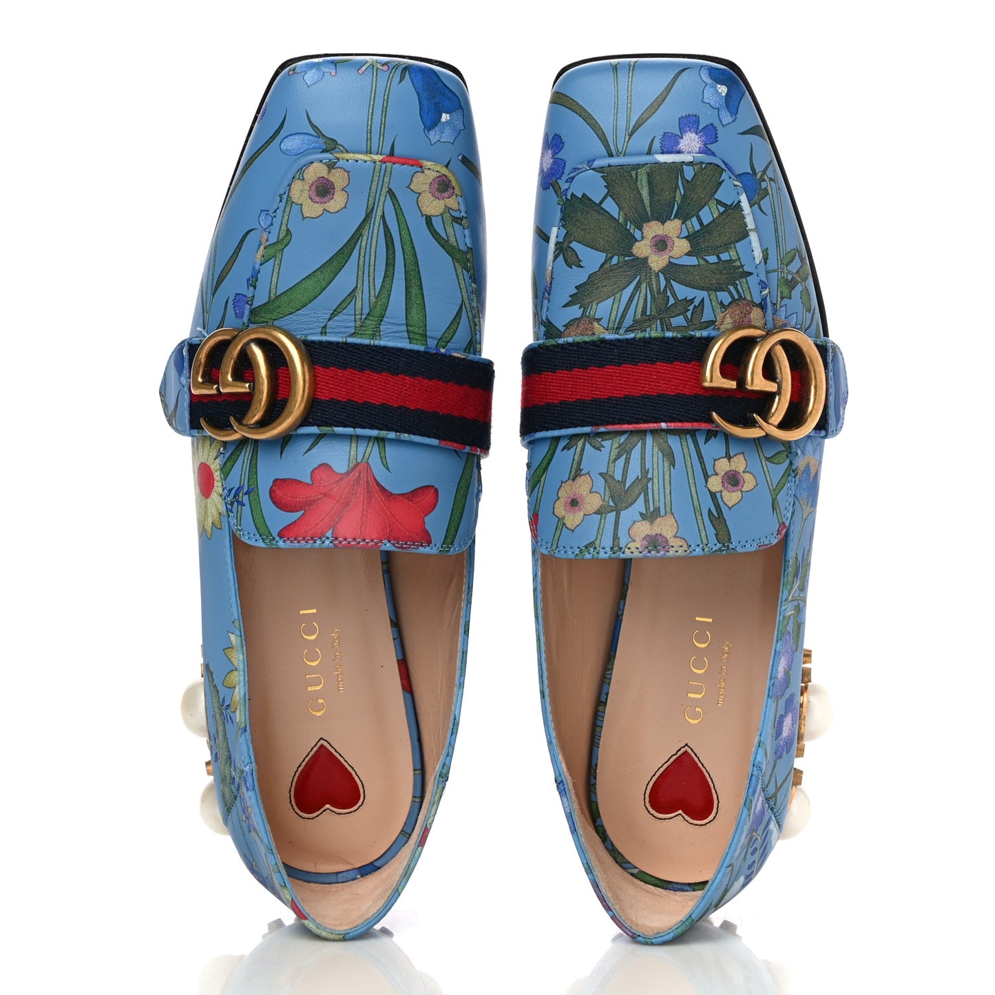 Apollo Calfskin Web Pearl New Flora Peyton 35mm Loafer Pumps 35.5 Azure