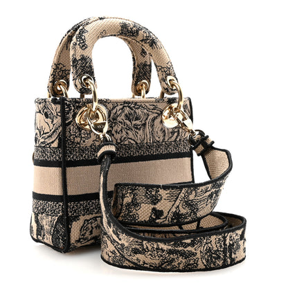 Christian Dior Canvas Toile De Jouy Embroidered Mini Lady D-Lite Beige Mullticolor 3 of 9