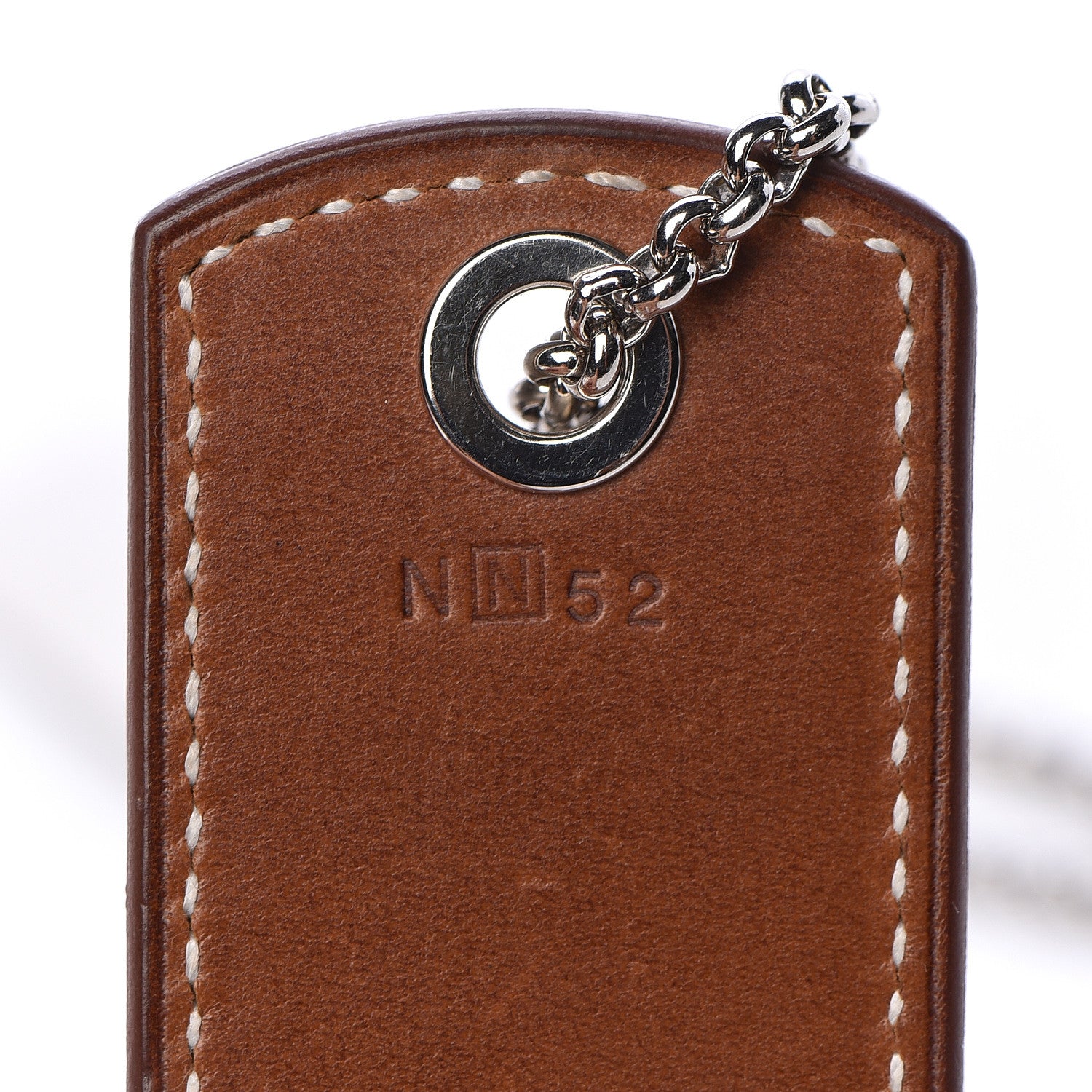 Hermes Palladium Natural Barenia Dog Tag Long Necklace Fauve 5 of 7