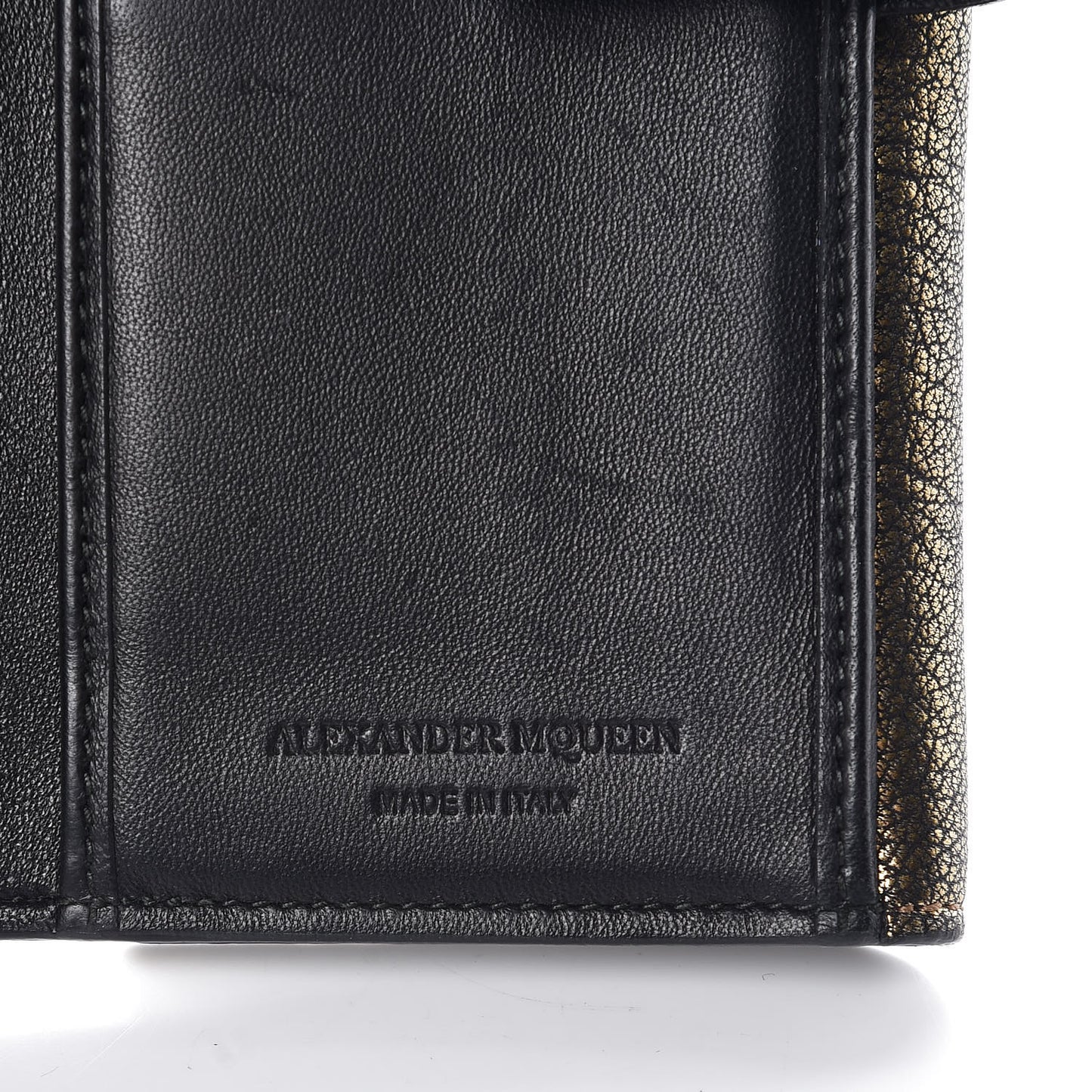Metallic Calfskin Skull Continental Wallet Antique Gold