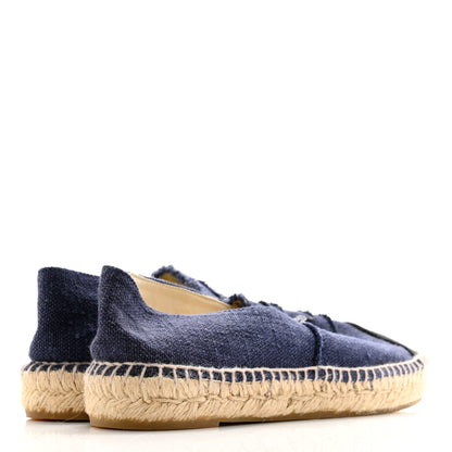 Chanel Denim Toile CC Espadrilles 40 Navy Black 4 of 10