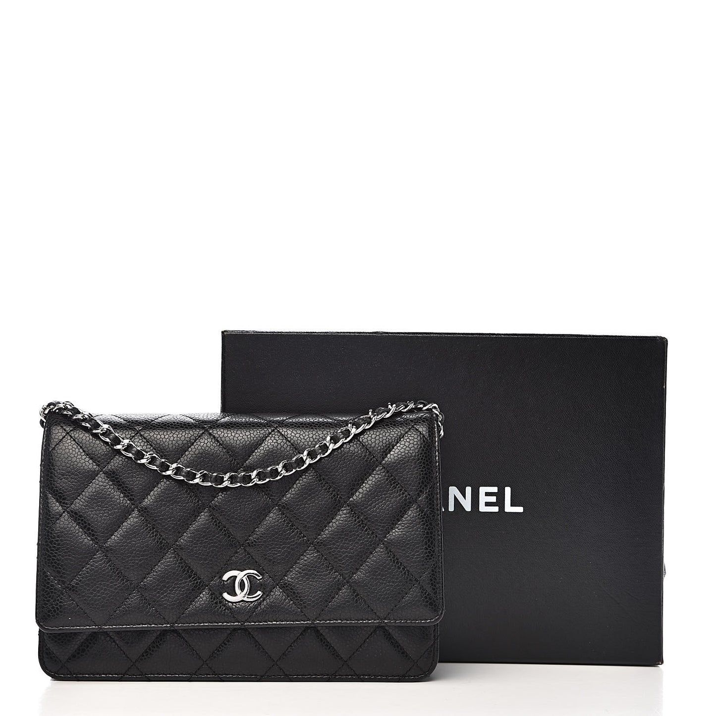 Caviar Quilted Wallet On Chain WOC Black