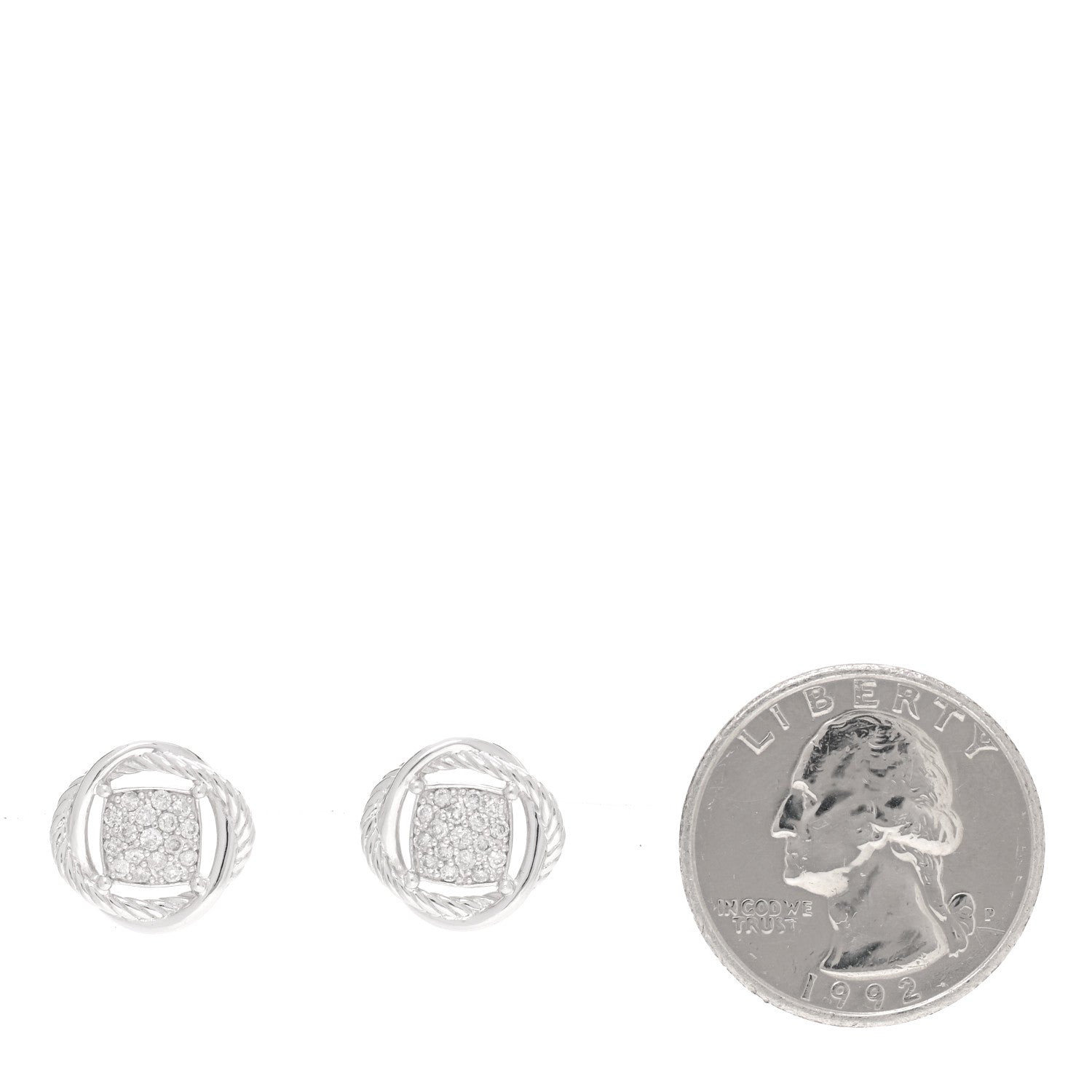 David Yurman Sterling Silver Diamond 13mm Infinity Earrings 2 of 5