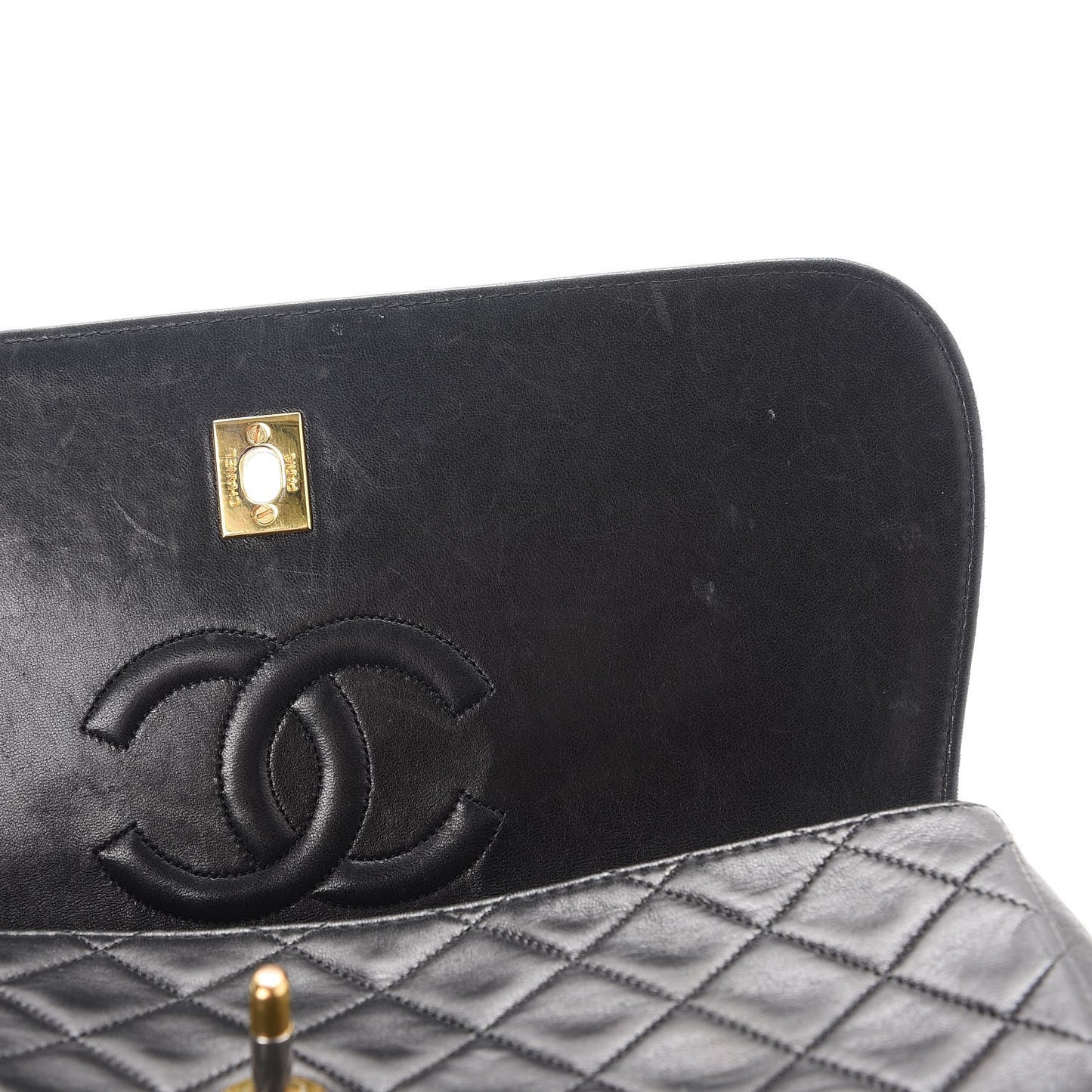 Lambskin Quilted Medium Single Flap Black