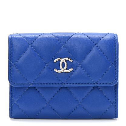 Chanel Lambskin Quilted Flap Card Holder Blue 1 of 9