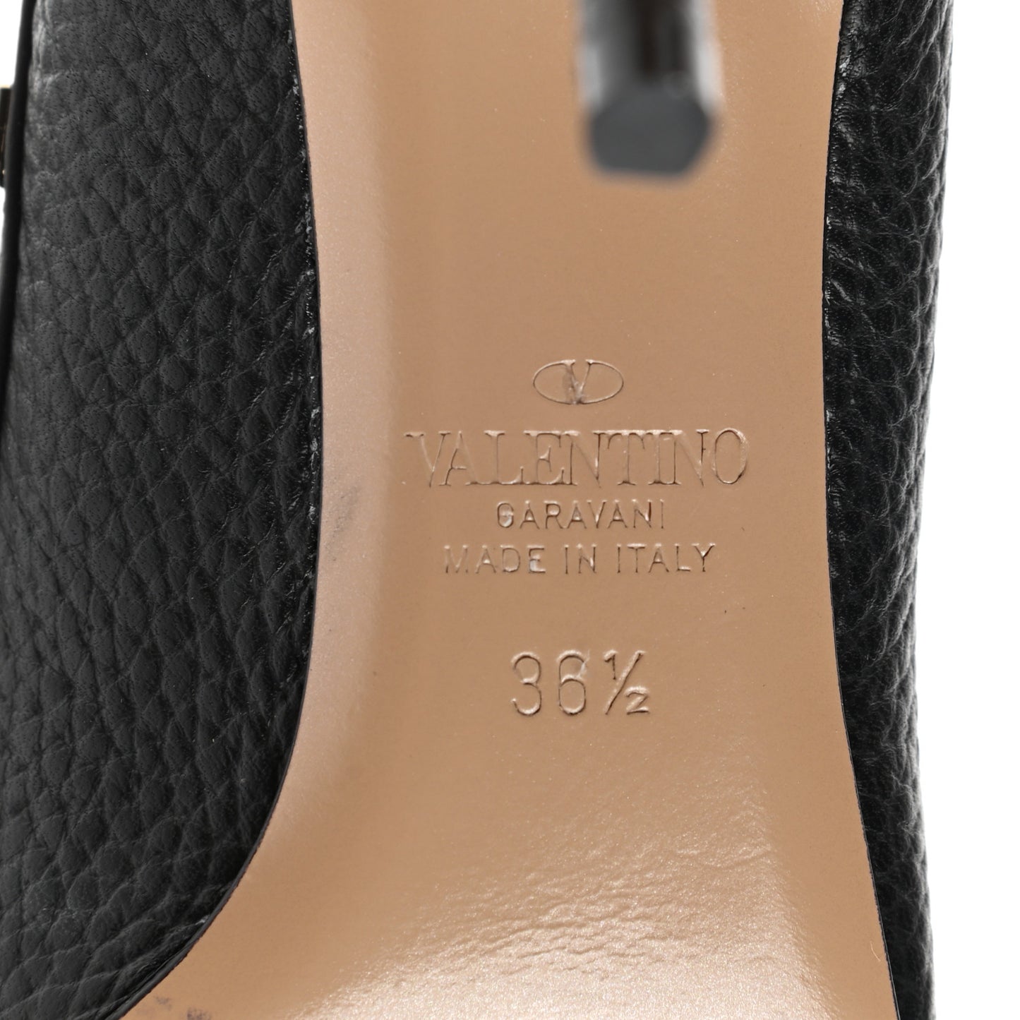 Pebbled Calfskin Rockstud 85mm Pumps 36.5 Black