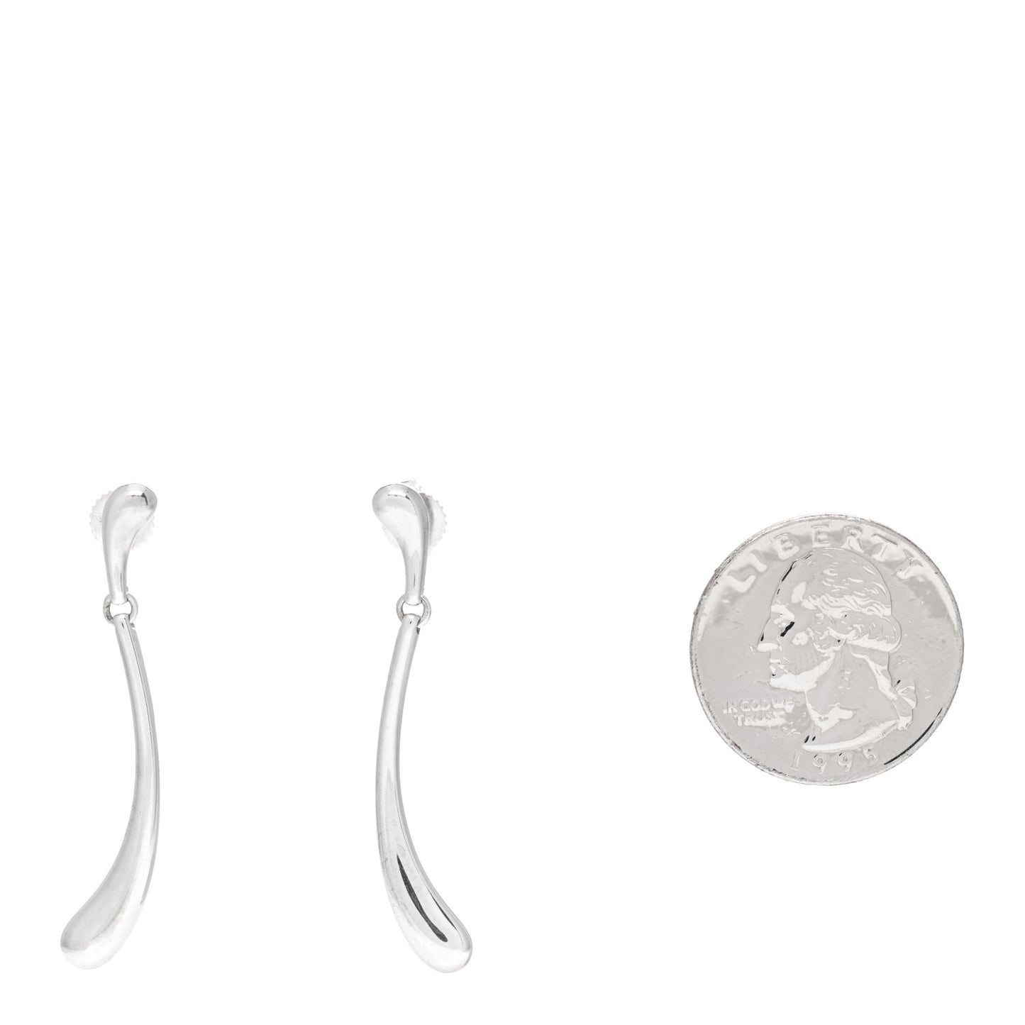 Sterling Silver Elsa Peretti Teardrop Link Earrings