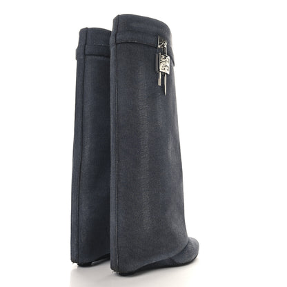 Givenchy Washed Denim Shark Lock Pant Boots 38 Black 4 of 9