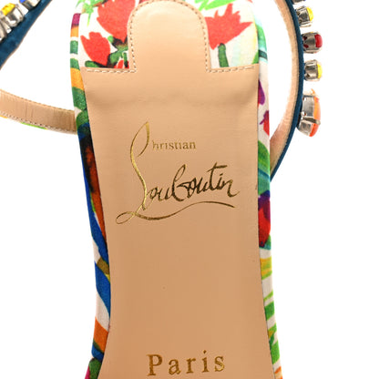 Christian Louboutin Crepe Satin Rosapetra 100 Sandals 38.5 Ludwig Multi 6 of 8