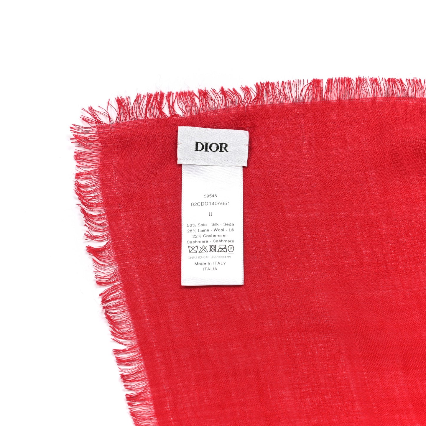 Wool Silk Oblique Shawl Red
