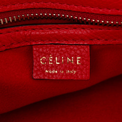 Celine Drummed Calfskin Nano Luggage Red 6 of 10
