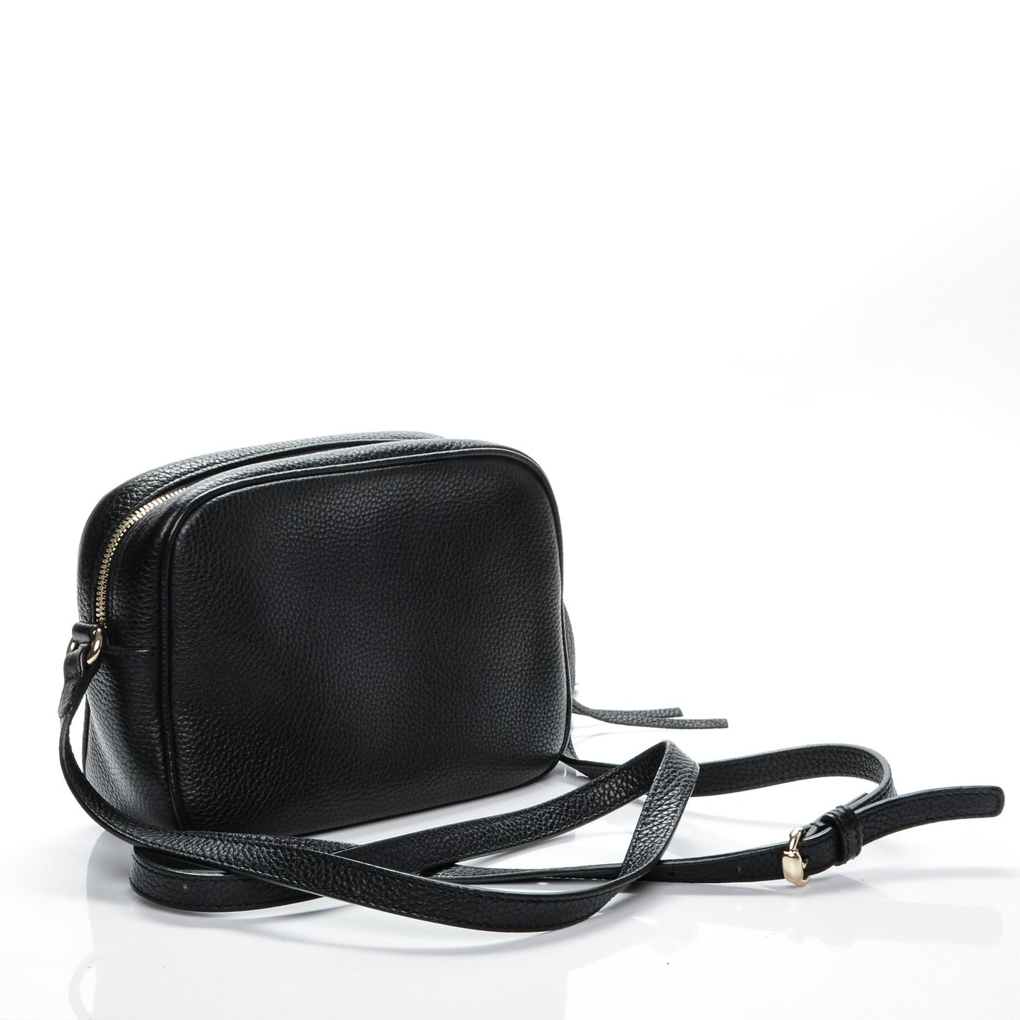 Pebbled Calfskin Small Soho Disco Bag Black