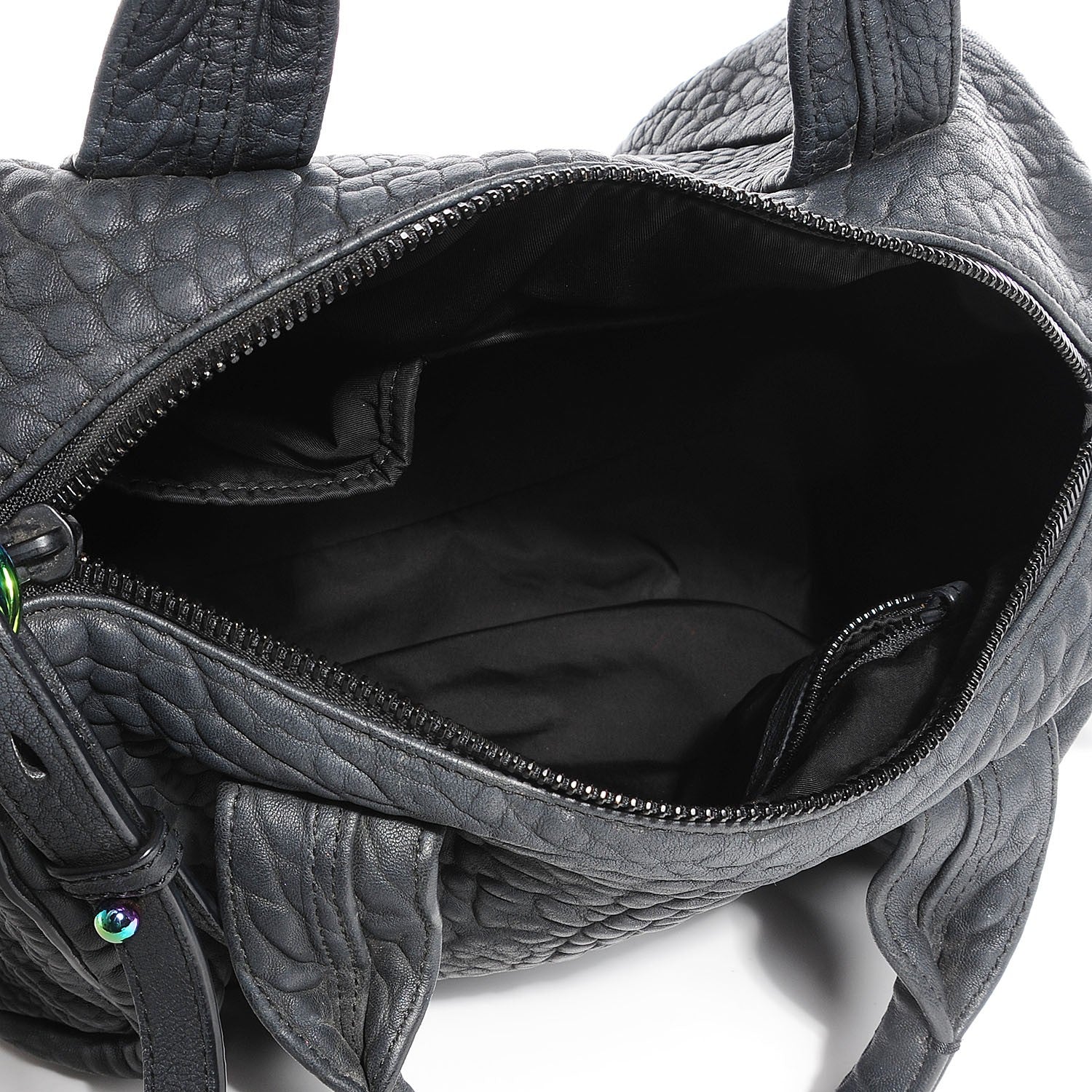 Alexander Wang Pebbled Lambskin Rocco Matte Black Iridescent Hardware 5 of 9