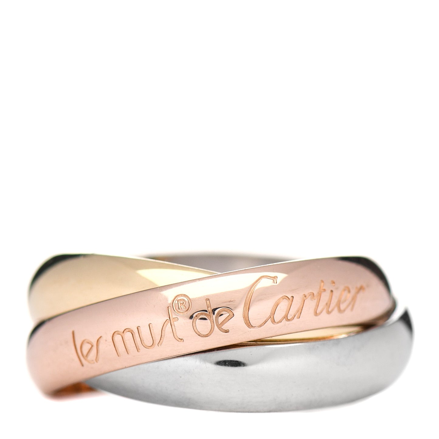 18K Pink Yellow White Gold Classic Les Must De Cartier Trinity Ring 47 4