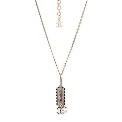 Chanel Enamel CC Logo Necklace Gold Black White 1 of 5