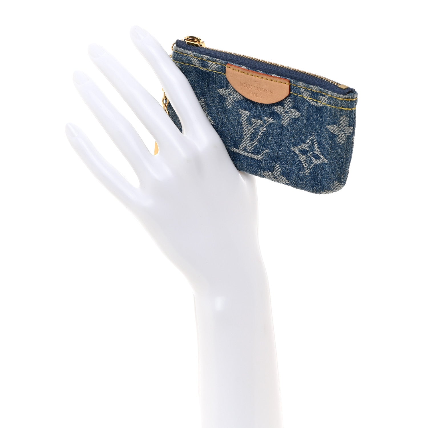 Louis Vuitton Monogram Denim Key Pouch Denim Blue 2 of 7
